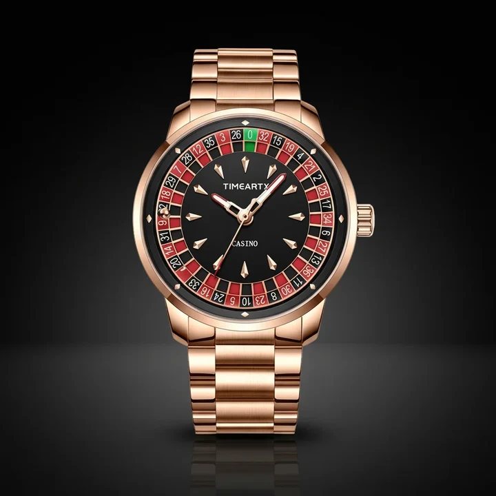 TIMEARTX Casino Roulette watch in rose gold with bracelet band